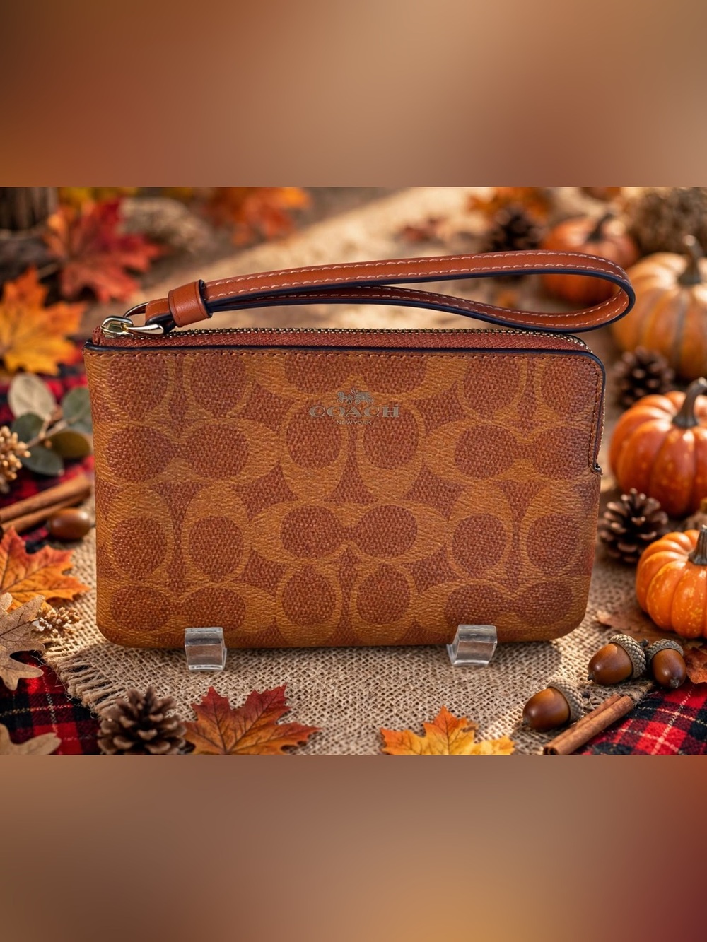 NWT Coach Corner Zip SignatureWristlet